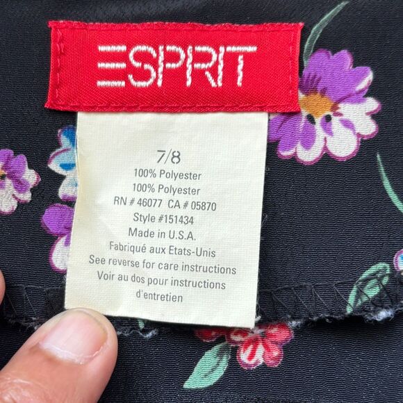 Vintage Esprit True Wrap Button Close Floral Mid Length Dress Size 7/8 - Picture 8 of 9